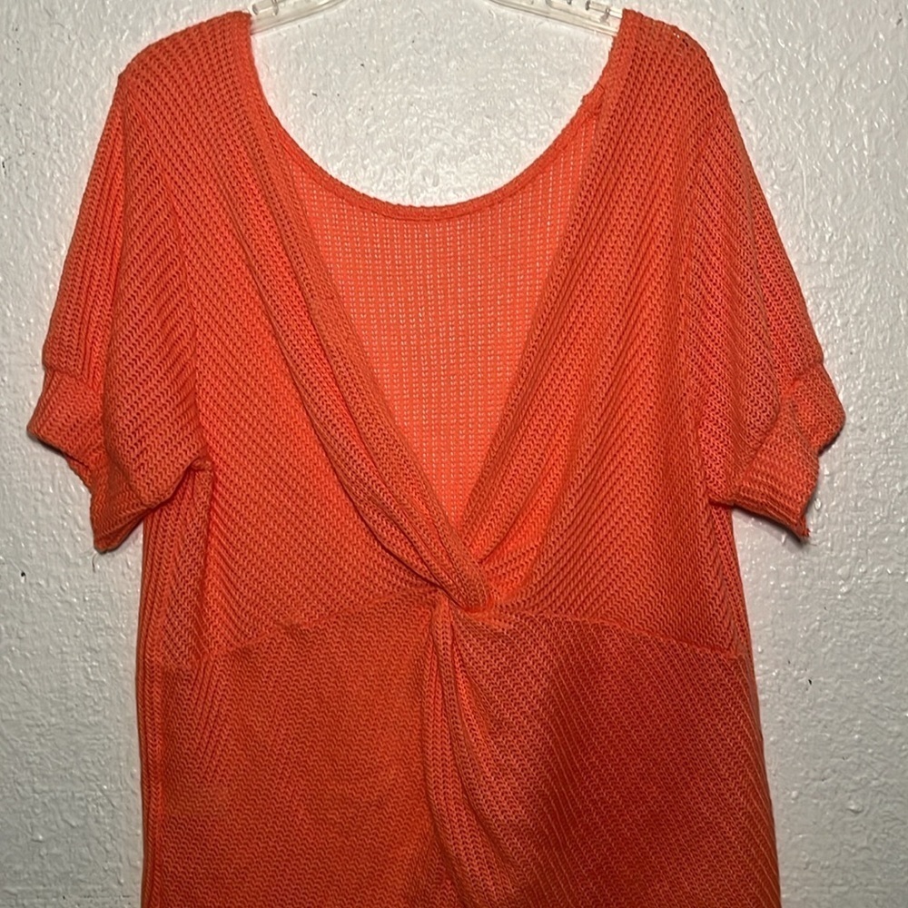 Coral colored sheer net blouse size 3x